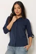 PixieGirl Petite Navy Blue Button Cotton Shirt - 10 Image 1