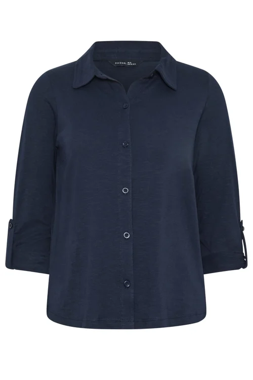 PixieGirl Petite Navy Blue Button Cotton Shirt - 10 Image 5