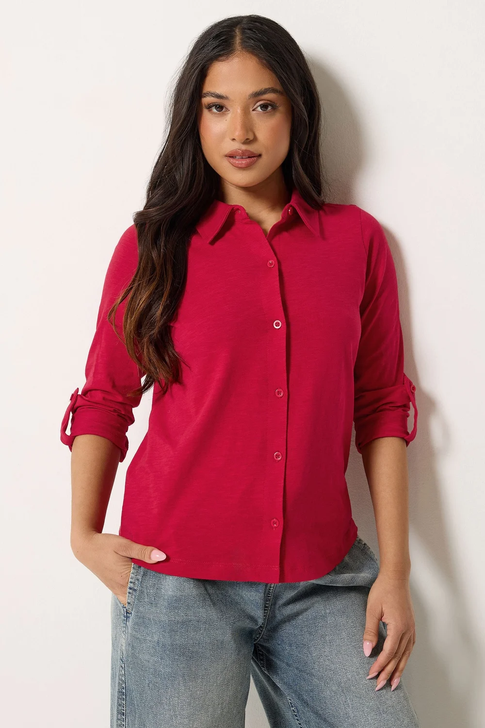 PixieGirl Petite Red Button Cotton Shirt - 8 Image 1