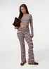 Pink Vanilla Ivory Stripe Crew Neck Top - M Image 2