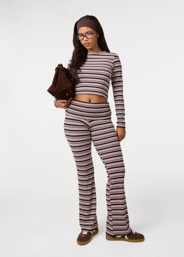 Pink Vanilla Ivory Stripe Crew Neck Top