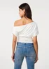 Pink Vanilla Ivory Slinky Puffball Top With Lace - S Image 4