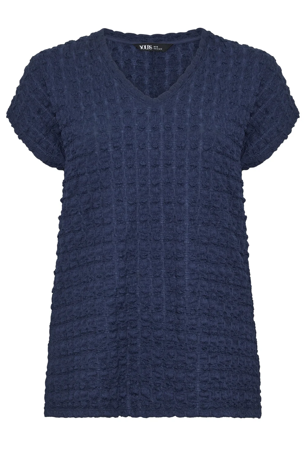 Yours Curve Navy Blue Bubble Textured T-Shirt - 16 Image 2