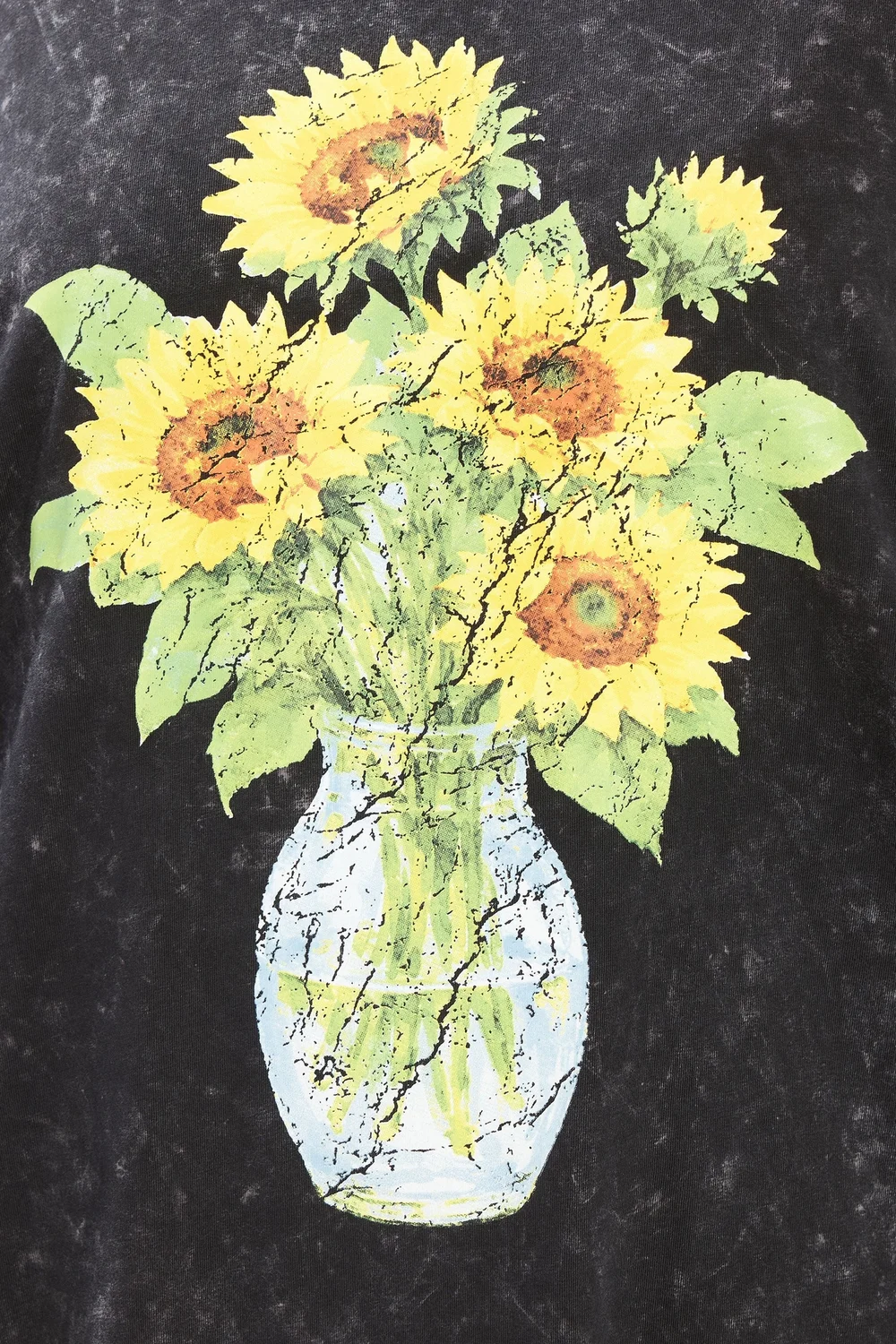 Yours Curve Grey Acid Wash Sunflower Graphic T-Shirt - 20 Image 4