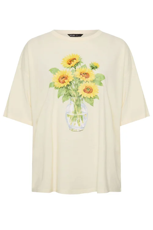 Yours Curve Yellow Sunflower Graphic T-Shirt - 18 Image 5
