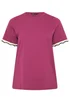Yours Curve Dark Pink Metallic Crochet Trim T-Shirt - 16 Image 5