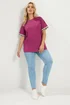 Yours Curve Dark Pink Metallic Crochet Trim T-Shirt - 16 Image 2