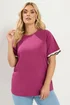Yours Curve Dark Pink Metallic Crochet Trim T-Shirt - 16 Image 1