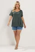 Yours Curve Khaki Green Soft Touch Top - 26-28 Image 2