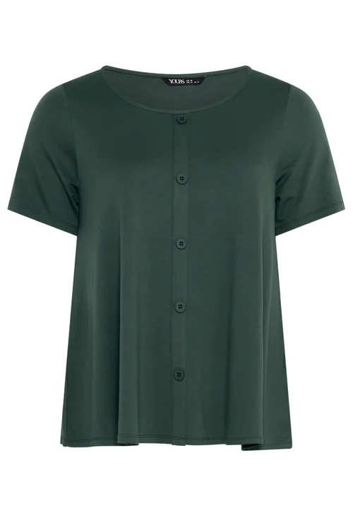 Yours Curve Khaki Green Soft Touch Top - 26-28 Image 5
