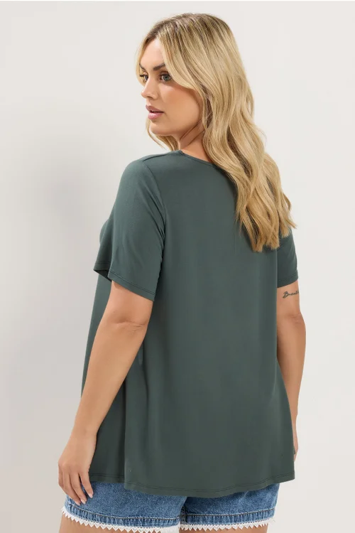 Yours Curve Khaki Green Soft Touch Top - 26-28 Image 3