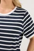 Yours Curve Navy Blue Stripe Ringer T-Shirt - 30-32 Image 4