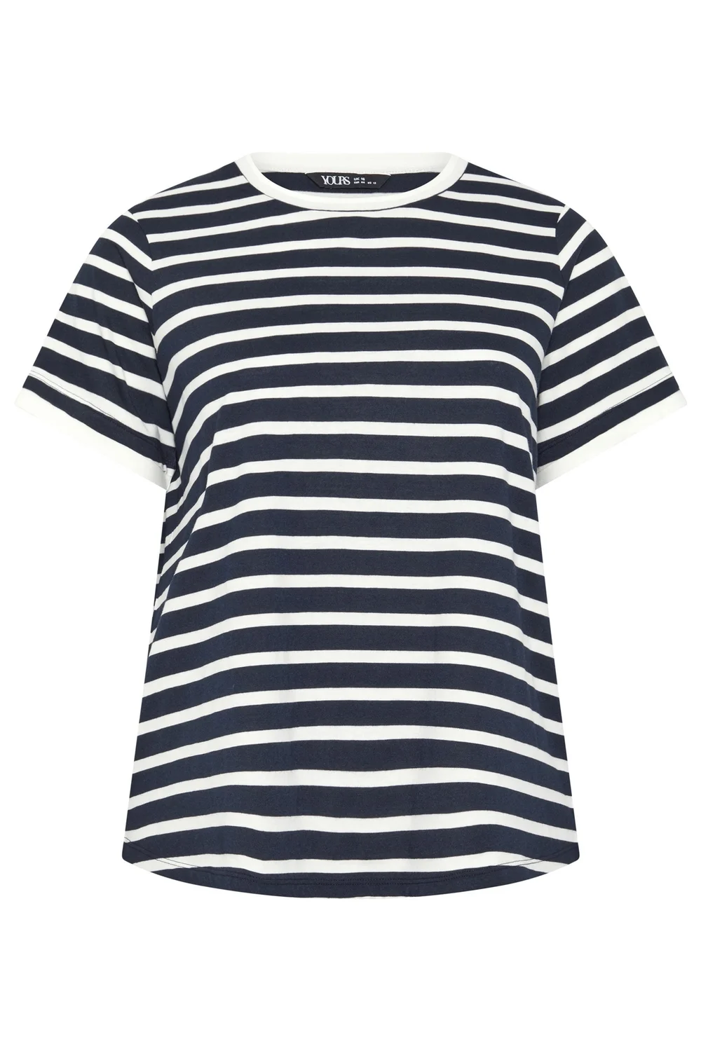 Yours Curve Navy Blue Stripe Ringer T-Shirt - 30-32 Image 5
