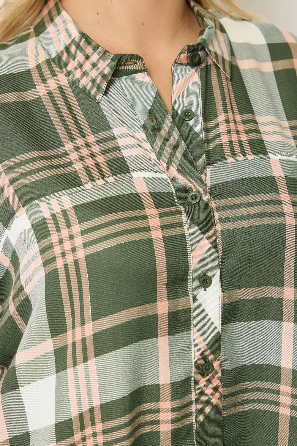 Yours Curve Green Checked Shirt - 34-36 Image 5