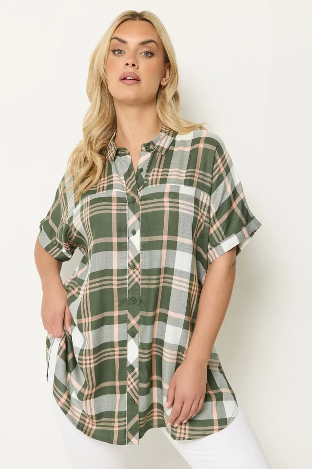 Yours Curve Green Checked Shirt