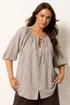 Yours Curve Brown Stripe Tie Front Top - 16 Image 1