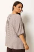Yours Curve Brown Stripe Tie Front Top - 16 Image 3