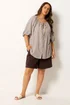 Yours Curve Brown Stripe Tie Front Top - 16 Image 2