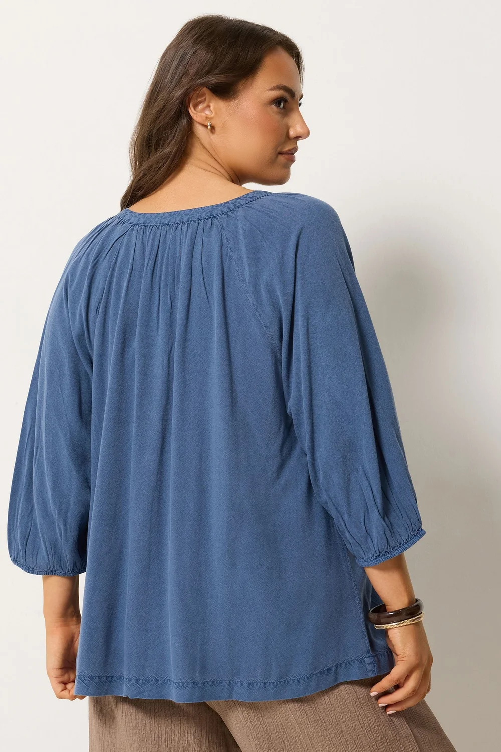 Yours Curve Blue Chambray Blouse - 18 Image 3