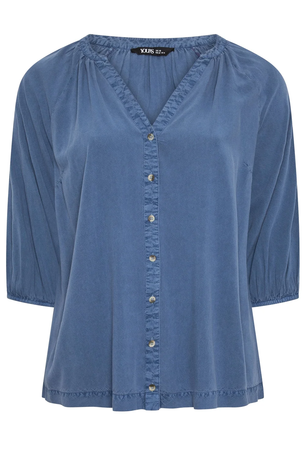 Yours Curve Blue Chambray Blouse - 18 Image 5