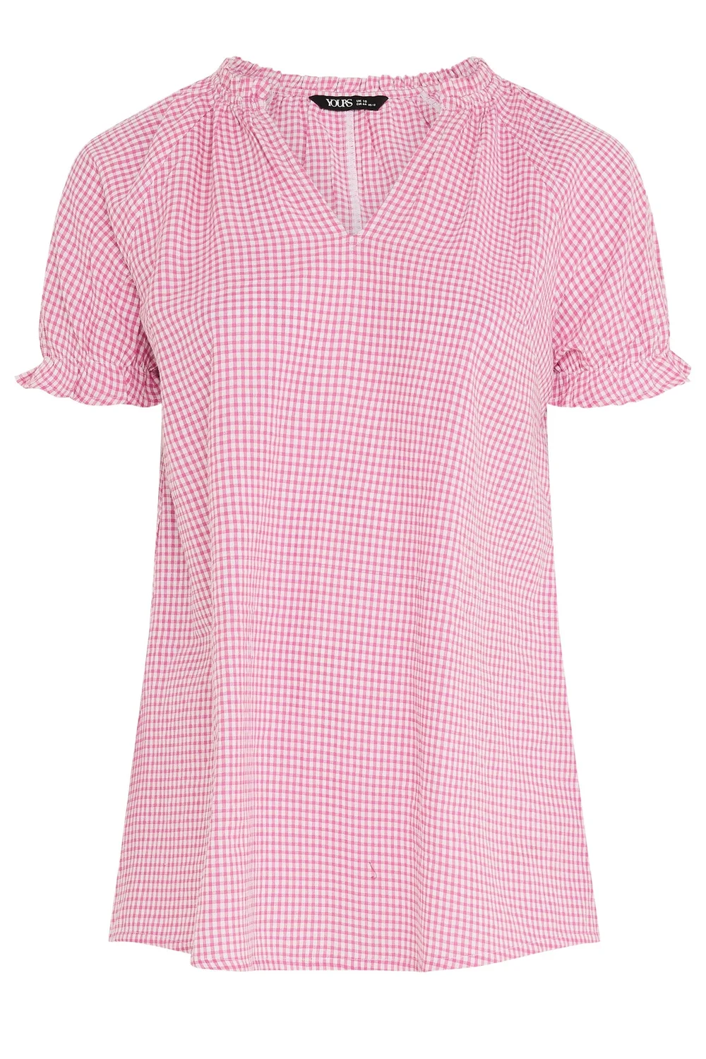 Yours Curve Pink Gingham Blouse - 26-28 Image 5
