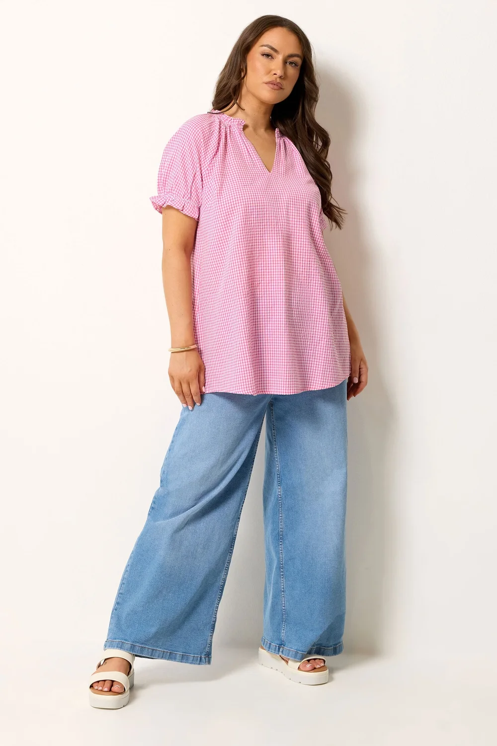 Yours Curve Pink Gingham Blouse - 26-28 Image 2