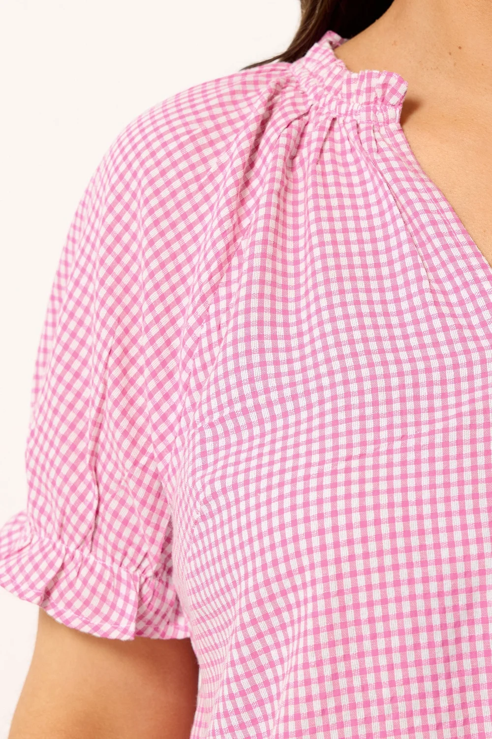 Yours Curve Pink Gingham Blouse - 26-28 Image 4