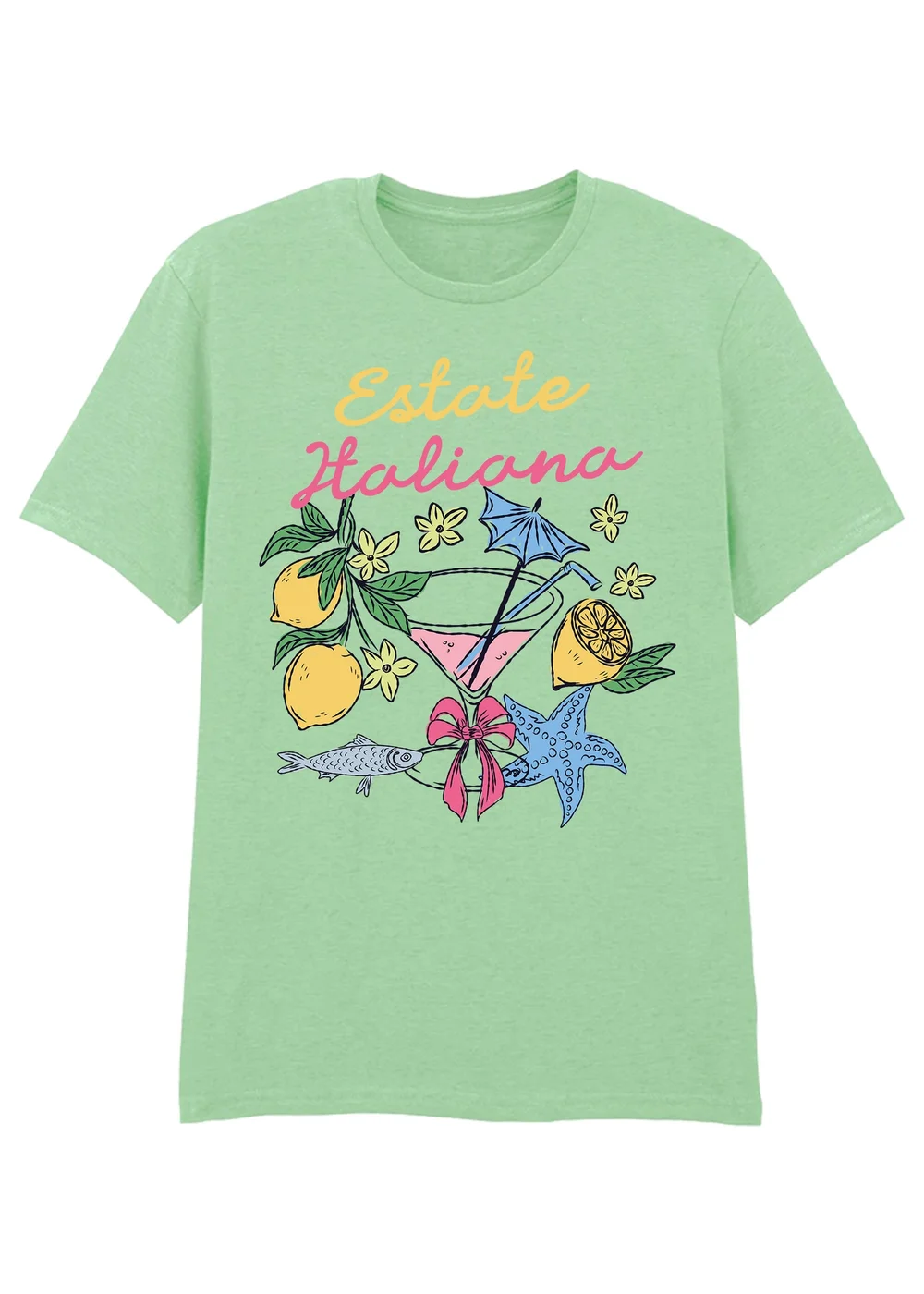 Spiral Galaxy Estate Italiana Mint Graphic Boyfriend Fit T-Shirt - M Image 1