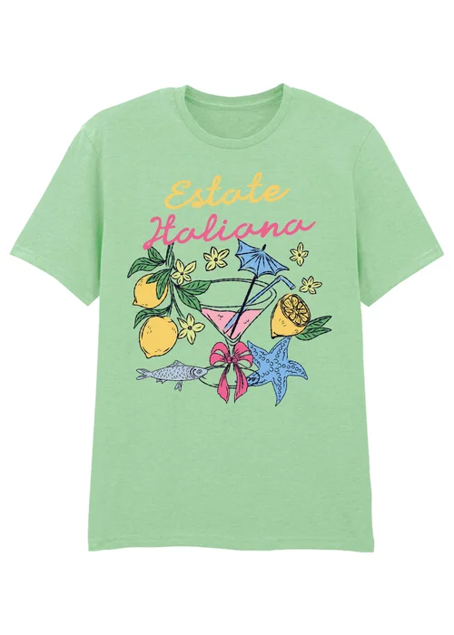 Spiral Galaxy Estate Italiana Mint Graphic Boyfriend Fit T-Shirt - M Image 1