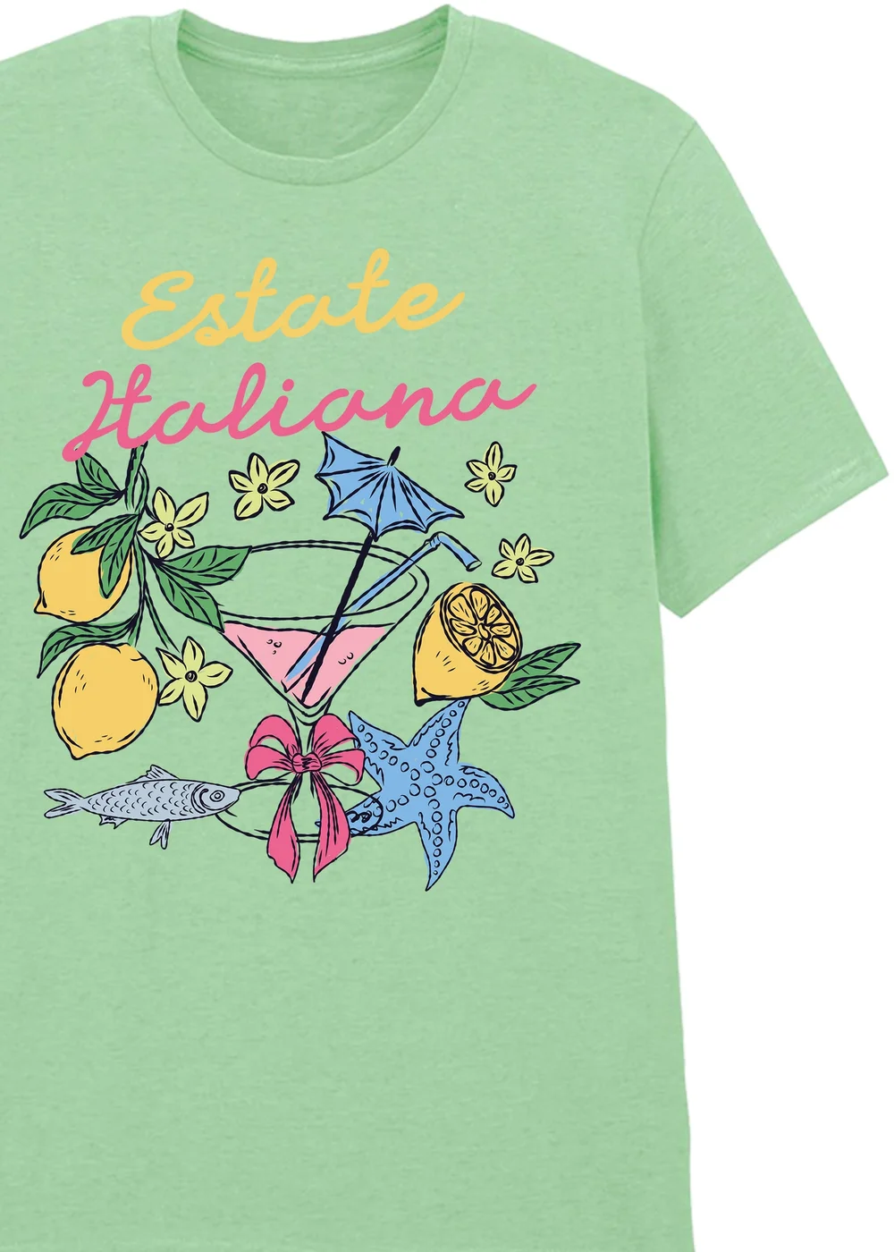 Spiral Galaxy Estate Italiana Mint Graphic Boyfriend Fit T-Shirt - M Image 2