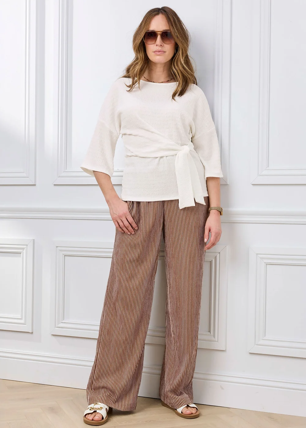 Cotton Traders Ecru Textured Jersey Top - 10 Image 1