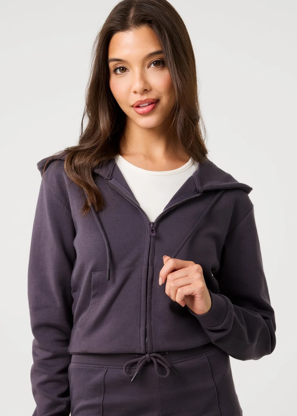 Pink Vanilla Grey Zip Up Cropped Hoodie - S Image 3