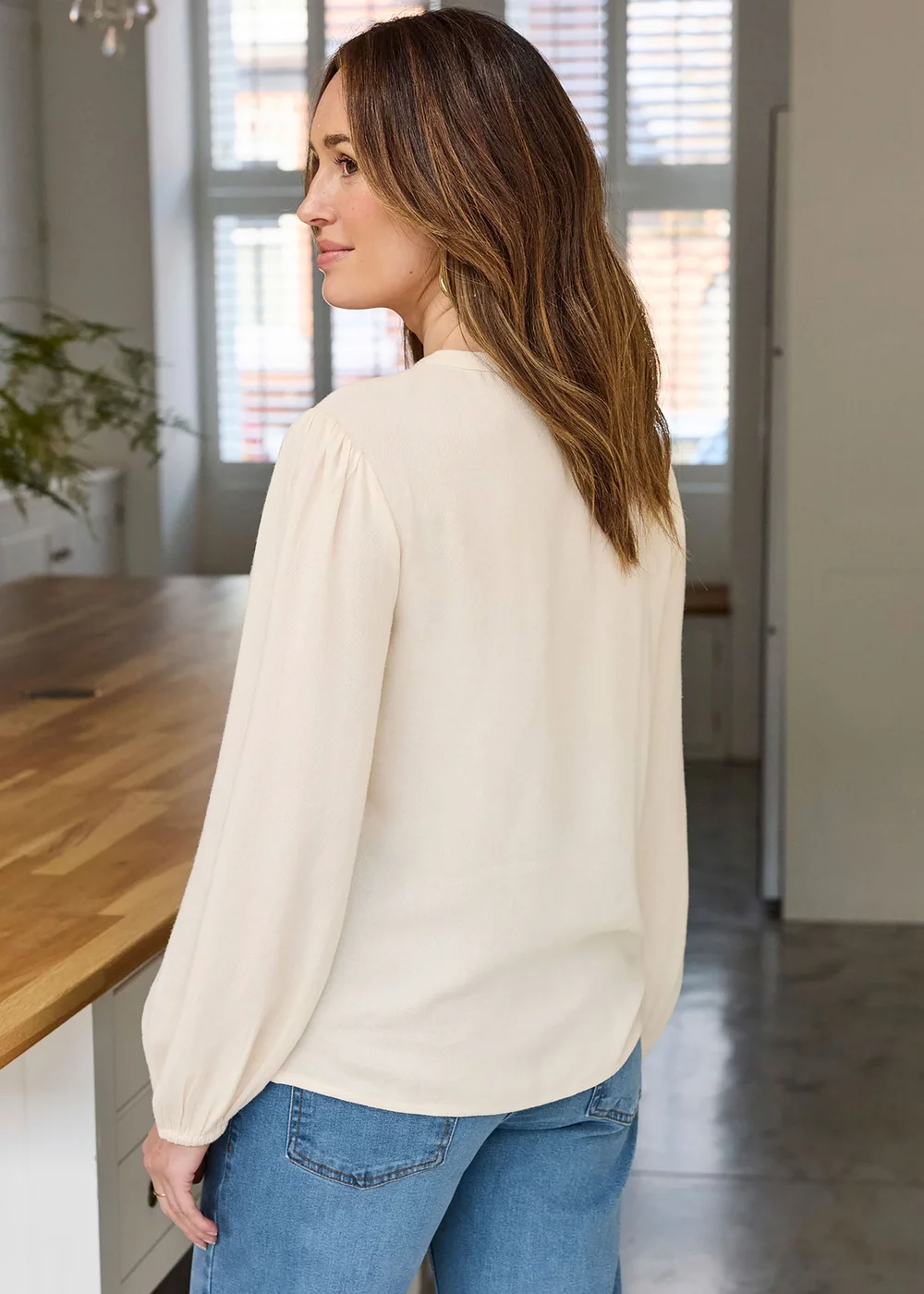 Cotton Traders Ecru Long Sleeve Broiderie Blouse - 16 Image 3