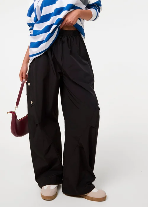 Pink Vanilla Black Pocket Detail Wide Leg Cargo Trousers - S/M Image 2
