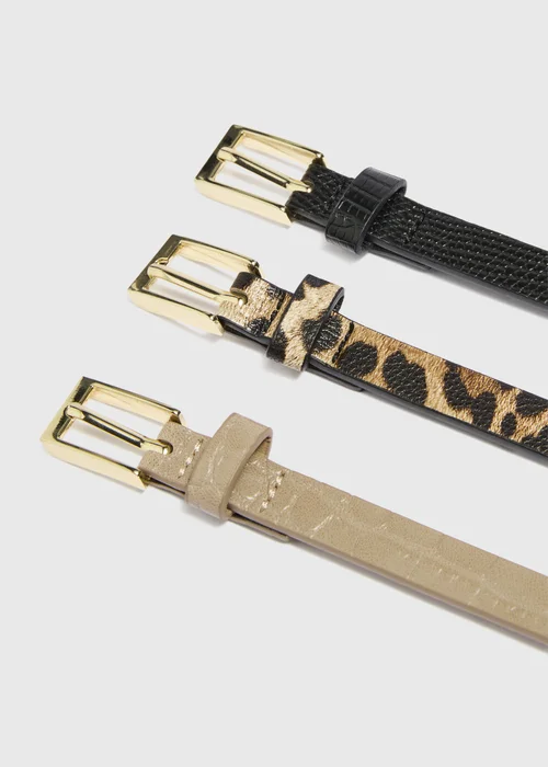 3 Pack Multicolour Slim Belts - S Image 2