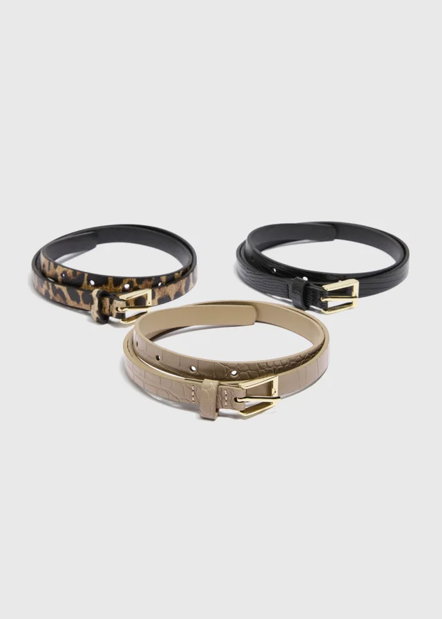 3 Pack Multicolour Slim Belts
