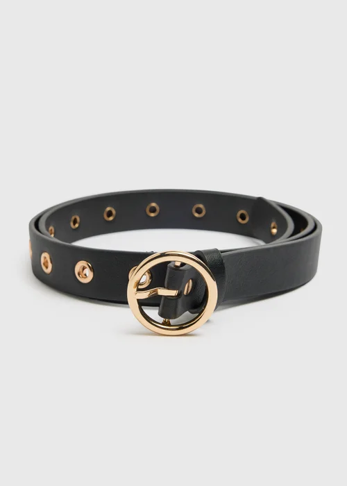 Black Eyelet Fashion Belt - S Image 1