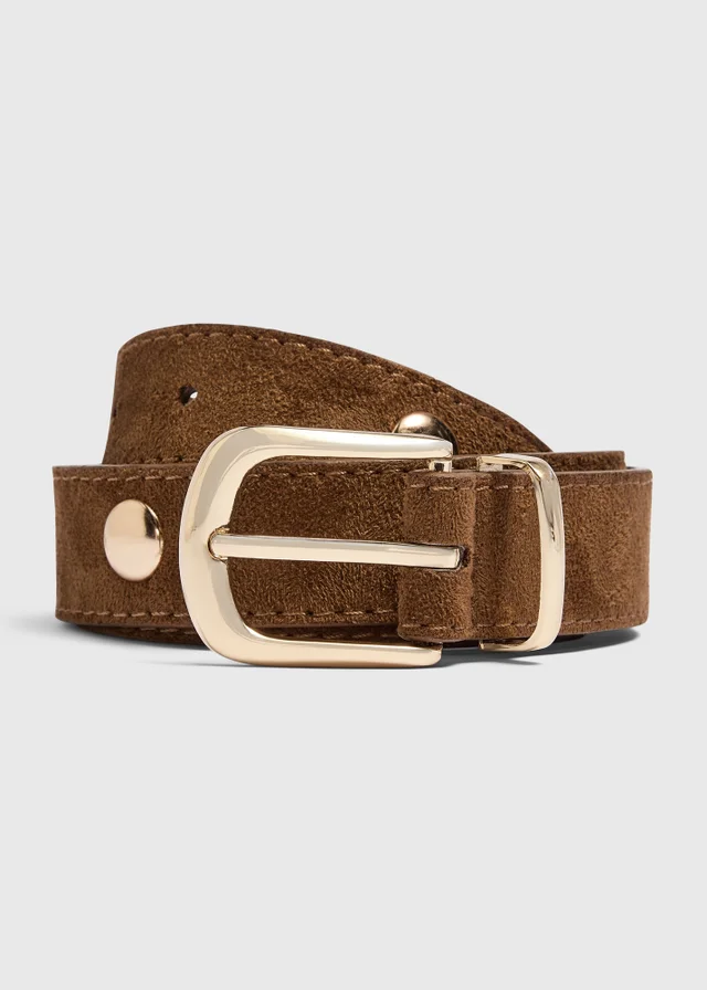Brown Suede Buckle Belt