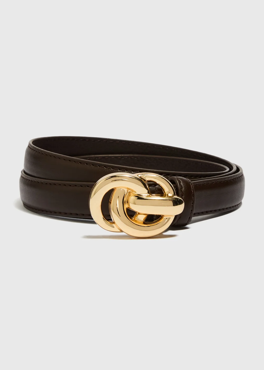 Brown Gold Buckle Interest Belt - S Image 1