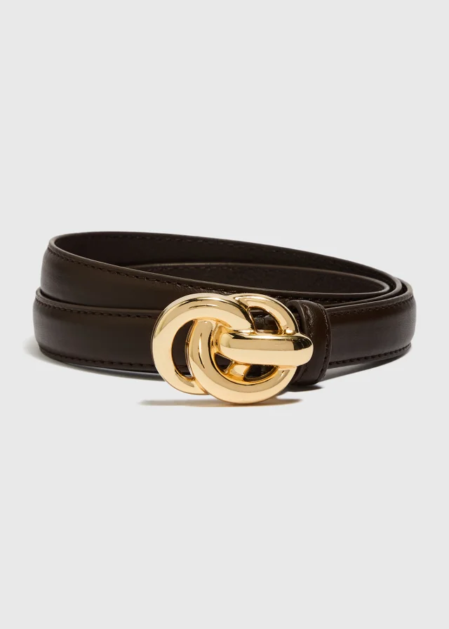 Brown Gold Buckle Interest Belt