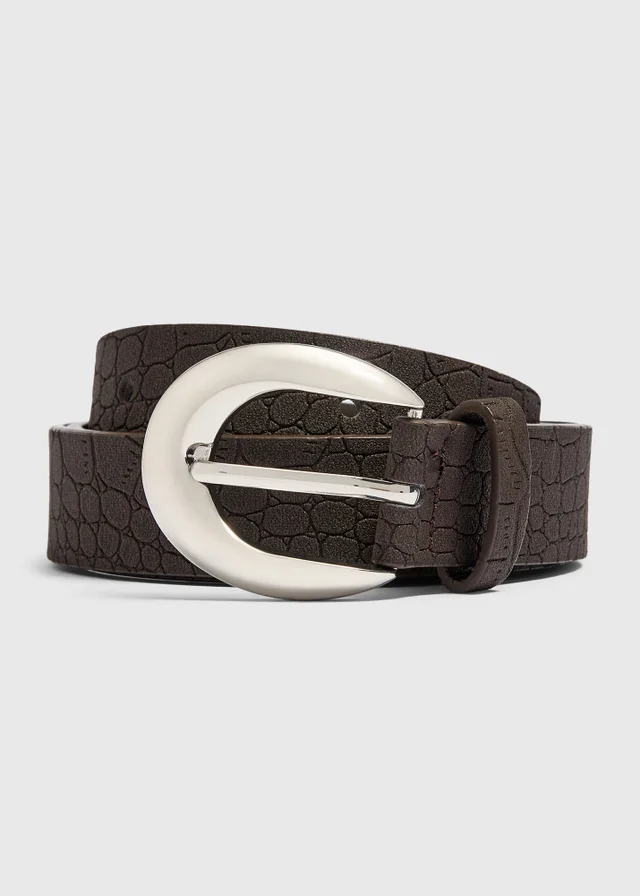 Brown Suedette Croc Belt