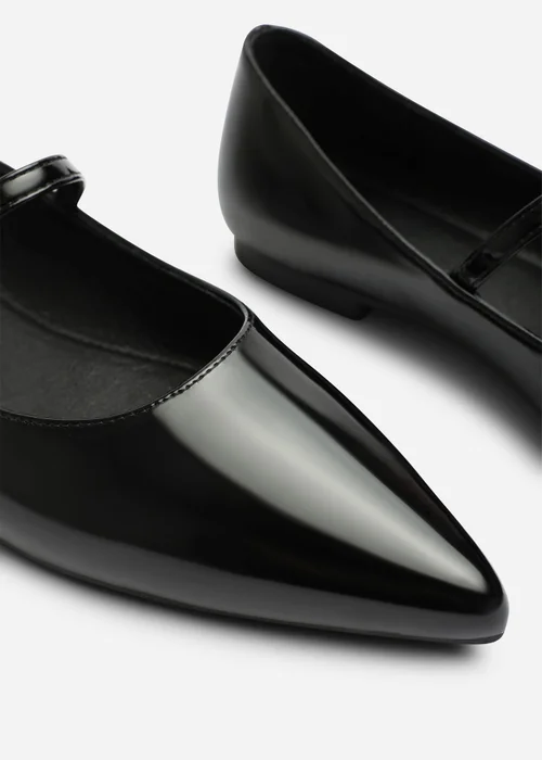 Where's That From Novalee Black Pointed Toe Mary Jane Front Strap Ballet Flats - 5 Image 5