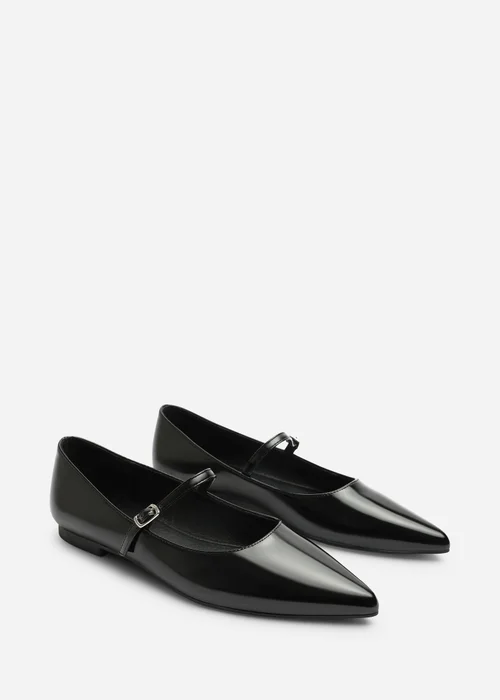 Where's That From Novalee Black Pointed Toe Mary Jane Front Strap Ballet Flats - 5 Image 4