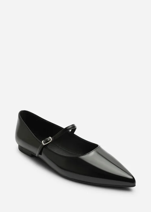 Where's That From Novalee Black Pointed Toe Mary Jane Front Strap Ballet Flats - 5 Image 3