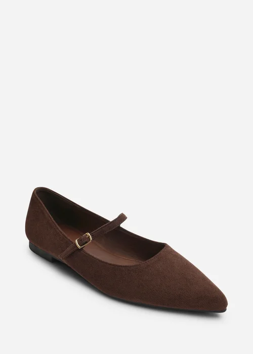 Where's That From Novalee Brown Pointed Toe Mary Jane Front Strap Ballet Flats - 4 Image 3
