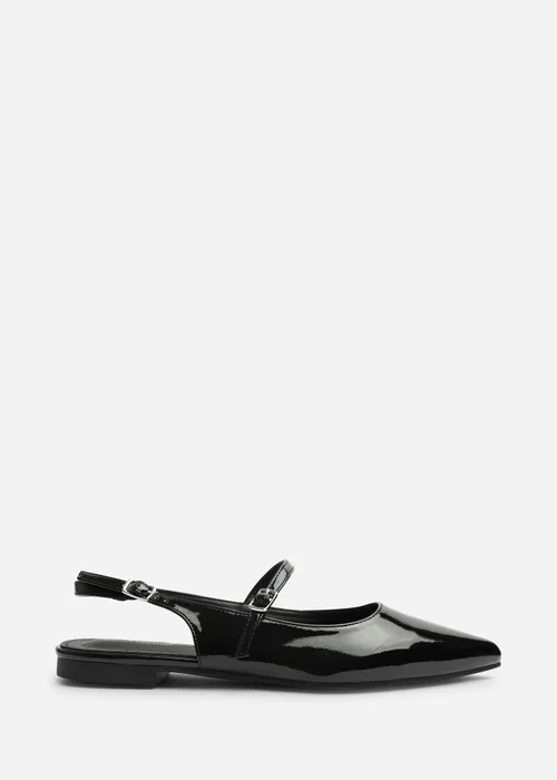 Where's That From Estrella Black Pointed Toe Mary Jane Open Back Ballet Flats - 4 Image 2