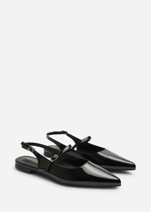 Where's That From Estrella Black Pointed Toe Mary Jane Open Back Ballet Flats - 4 Image 4