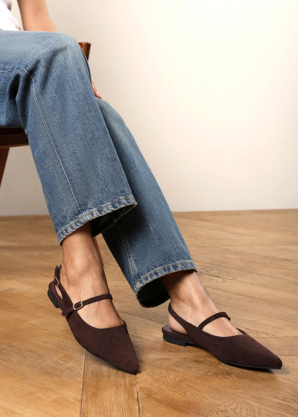 Where's That From Estrella Dark Brown Pointed Toe Mary Jane Open Back Ballet Flats - Size 7 Image 6