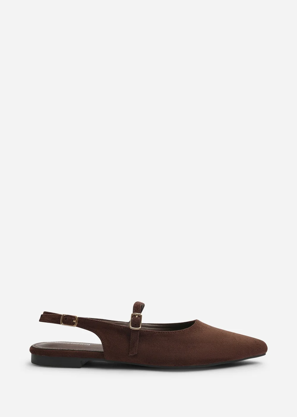Where's That From Estrella Brown Wide Fit Pointed Toe Mary Jane Open Back Ballet Flats - 6 Wide Image 1