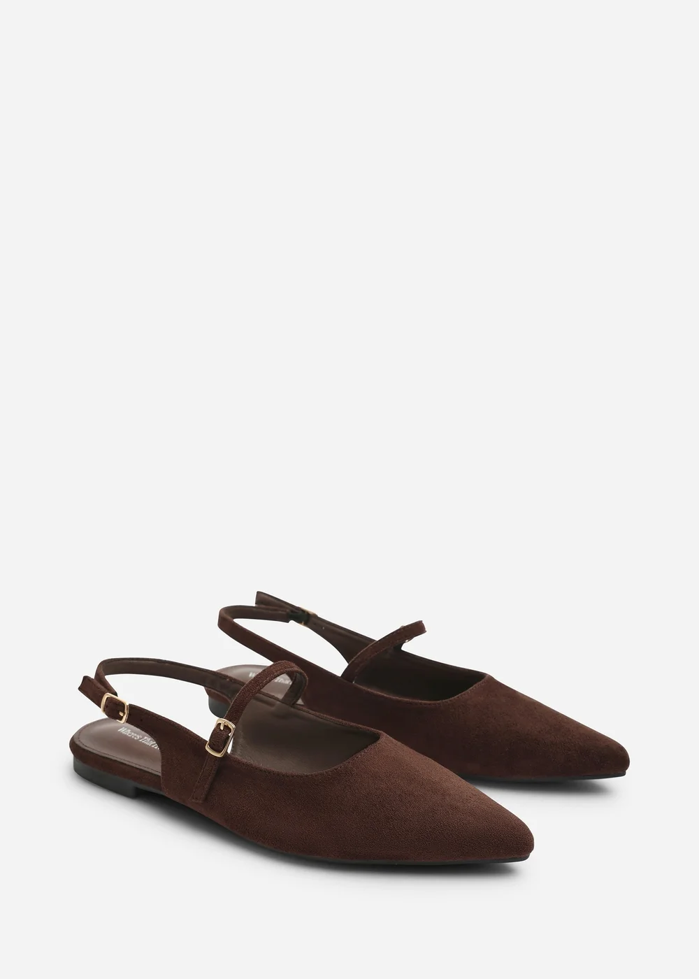 Where's That From Estrella Brown Wide Fit Pointed Toe Mary Jane Open Back Ballet Flats - 6 Wide Image 4